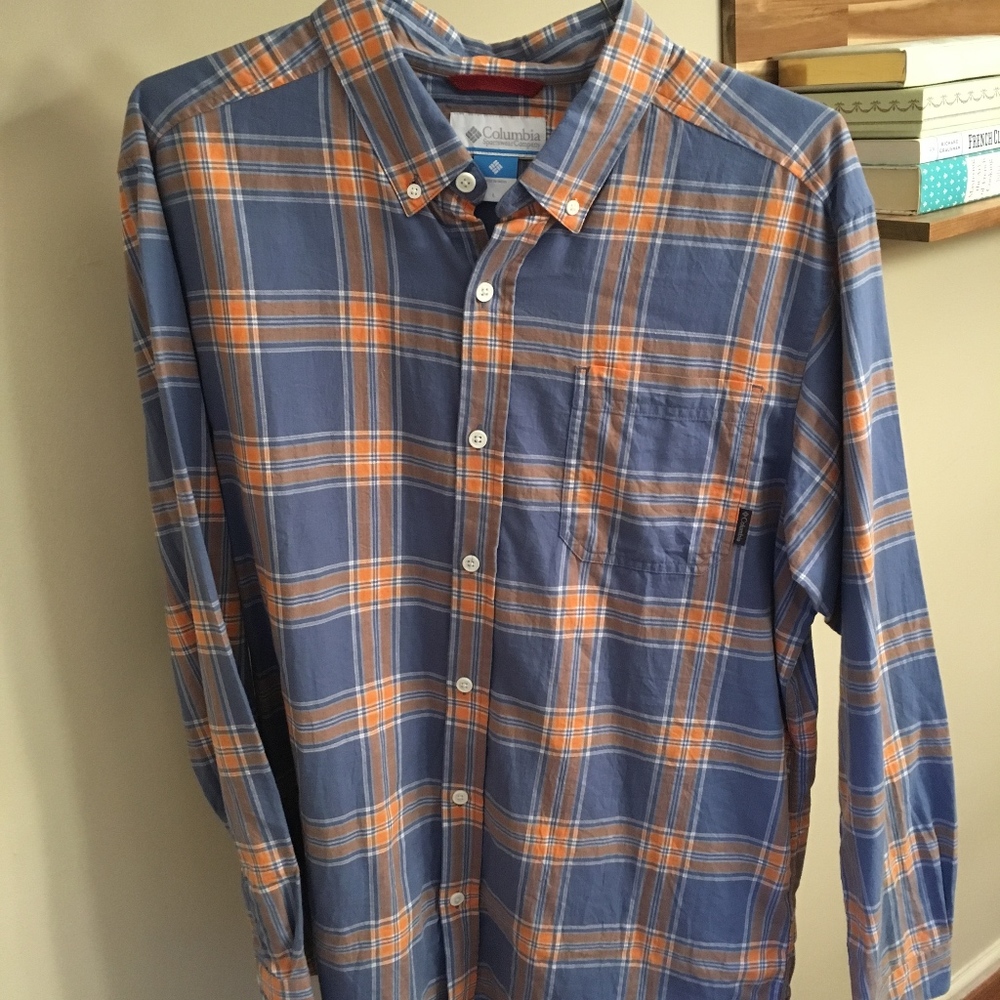 Columbia Button Down Shirt in Orange/Blue Plaid